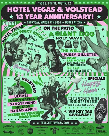 Image: 13th anniversary w/ A Giant Dog, the Well, Pussy Gillette, Holy Wave, Como Las Movies, Gus Baldwin & the Sketch, Party Van, Lord Friday the 13th [patio]