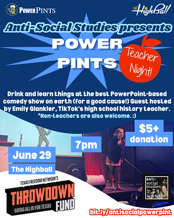 Image: Anti-Social Studies Presents Power Pints Teacher Night