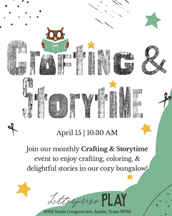 Image: April Crafting & Storytime at Letterpress PLAY