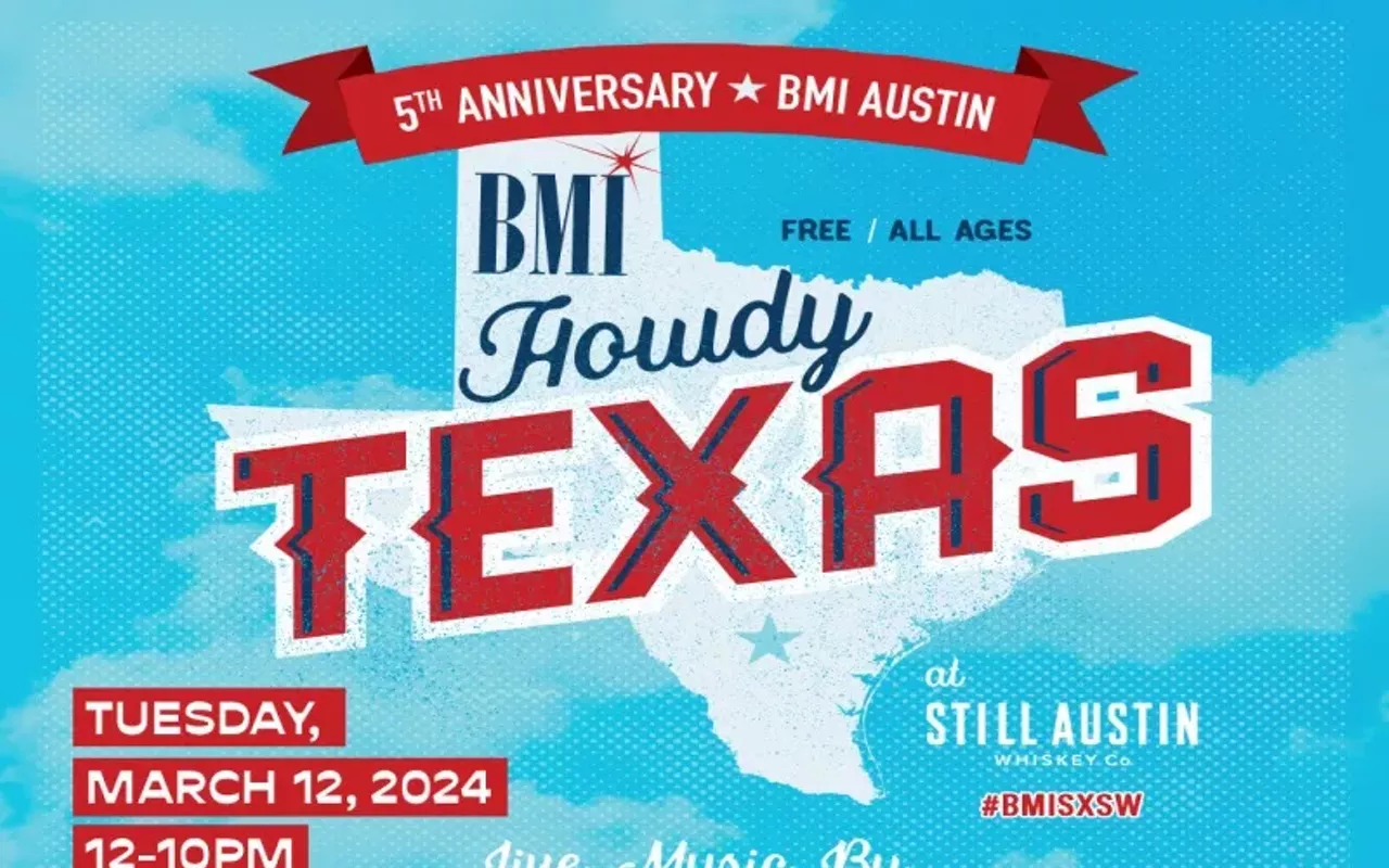 Image: BMI Howdy Texas w/ Midnight River Choir (9:00), Alesia Lani (8:00), West 22nd (7:00), Farmer's Wife (6:00), West Texas Exiles (5:00), Shelby Stone (4:00), Nicky Diamonds (3:00), Ruthie Craft (2:00), the Tiarras (1:00)