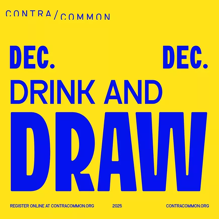 Flyer for December Drink & Draw at Contracommon