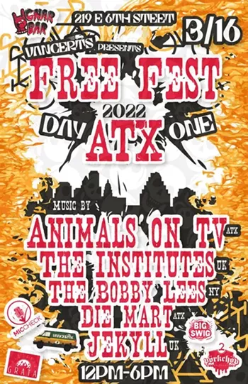 Image: Free Fest ATX day one w/ Animals on TV, the Institutes, the Bobby Lees, Die Mart, Jekyll