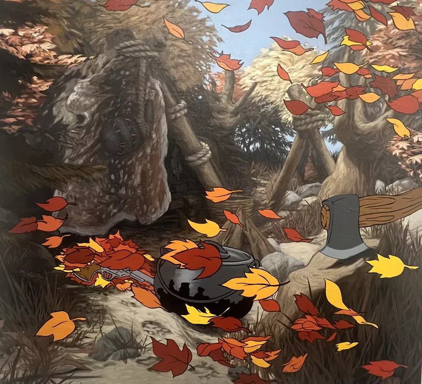 Lindsey Lascaux, "Play", acrylic on linen, 50 x 50 inches