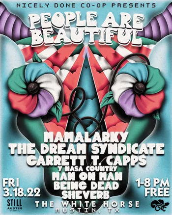 Image: People are Beautiful showcase w/ Mamalarky, the Dream Syndicate, Garrett T. Capps y Nasa Country, Man on Man, Being Dead, Sheverb