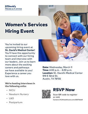 Image: St. David&rsquo;s Women&rsquo;s Services Hiring Event