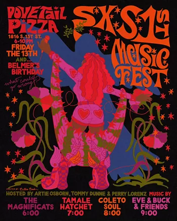 Image: SXS1ST w/ Eve & Buck & Friends (9:00), Coleto Soul (8:00), Tamale Hatchet (7:00), the Magnificats (6pm)