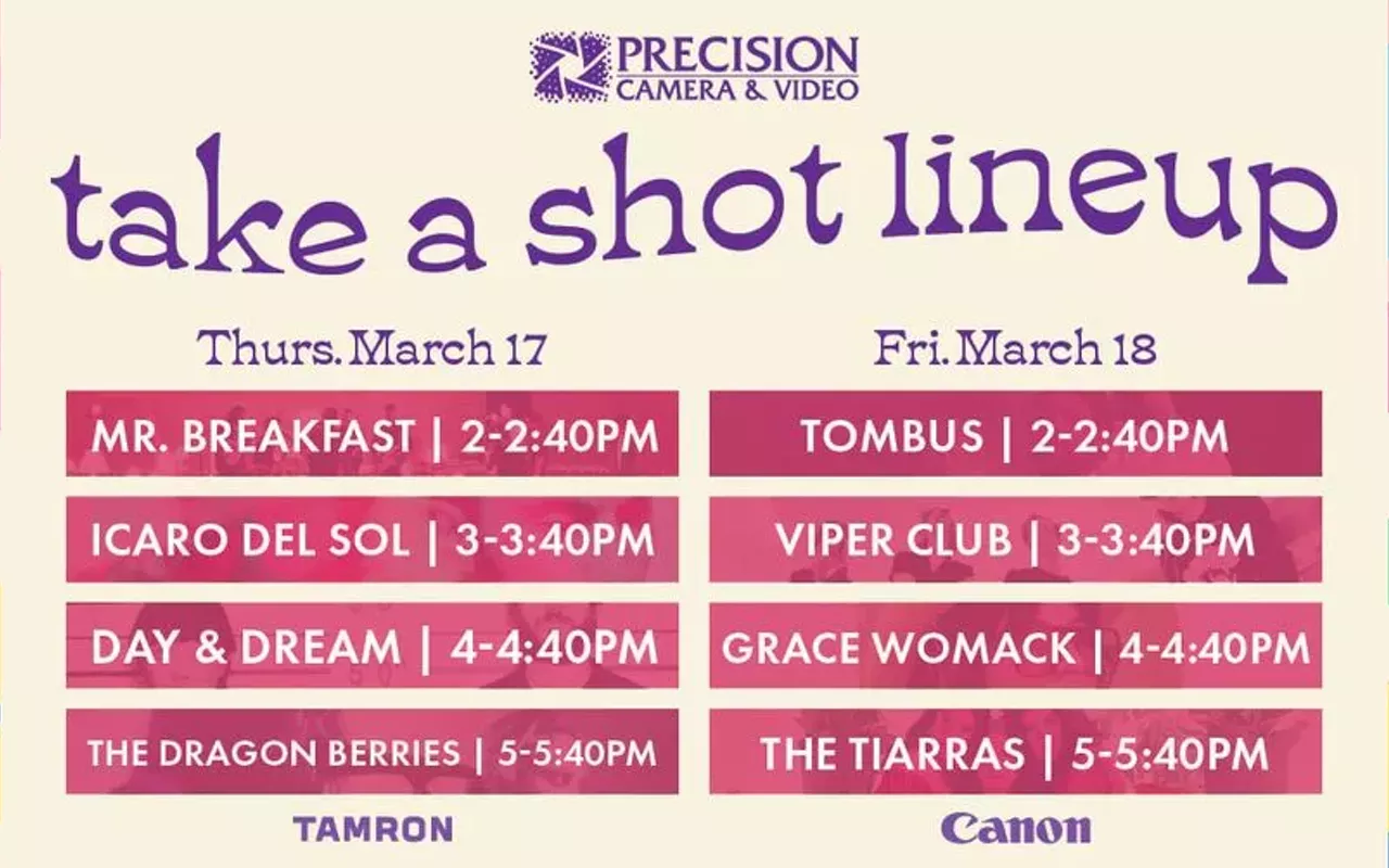 Image: Take a Shot day one w/ the Dragon Berries (5:00), Day & Dream (4:00), Icaro del Sol (3:00), Mr. Breakfast (2:00)