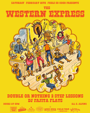 Image: The Western Express, two-step dance lessons w/ Double or Nothing, DJ Fajita Flats