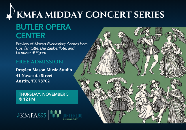Mozart Everlasting w/ artists from Butler Opera Center Austin concert poster