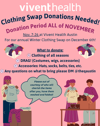 Image: Vivent Health Clothing Swap Donations