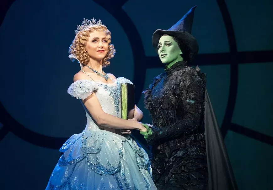 Celia Hottenstein as Glinda and Olivia Valli as Elphaba in the National Tour of Wicked