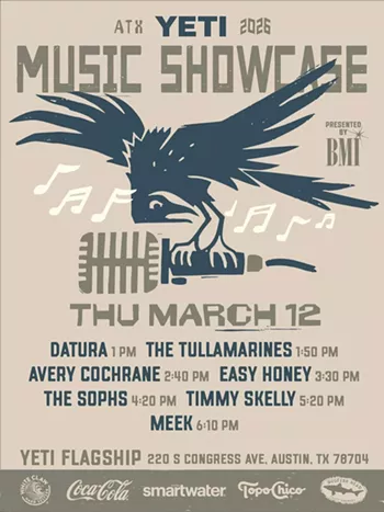Image: YETI Music Showcase day one w/ MEEK (6:10pm), Timmy Skelly (5:20pm), the Sophs (4:20pm), Easy Honey (3:30pm), Avery Cochrane (2:40pm), the Tullamarines (1:50pm), Datura (1pm)